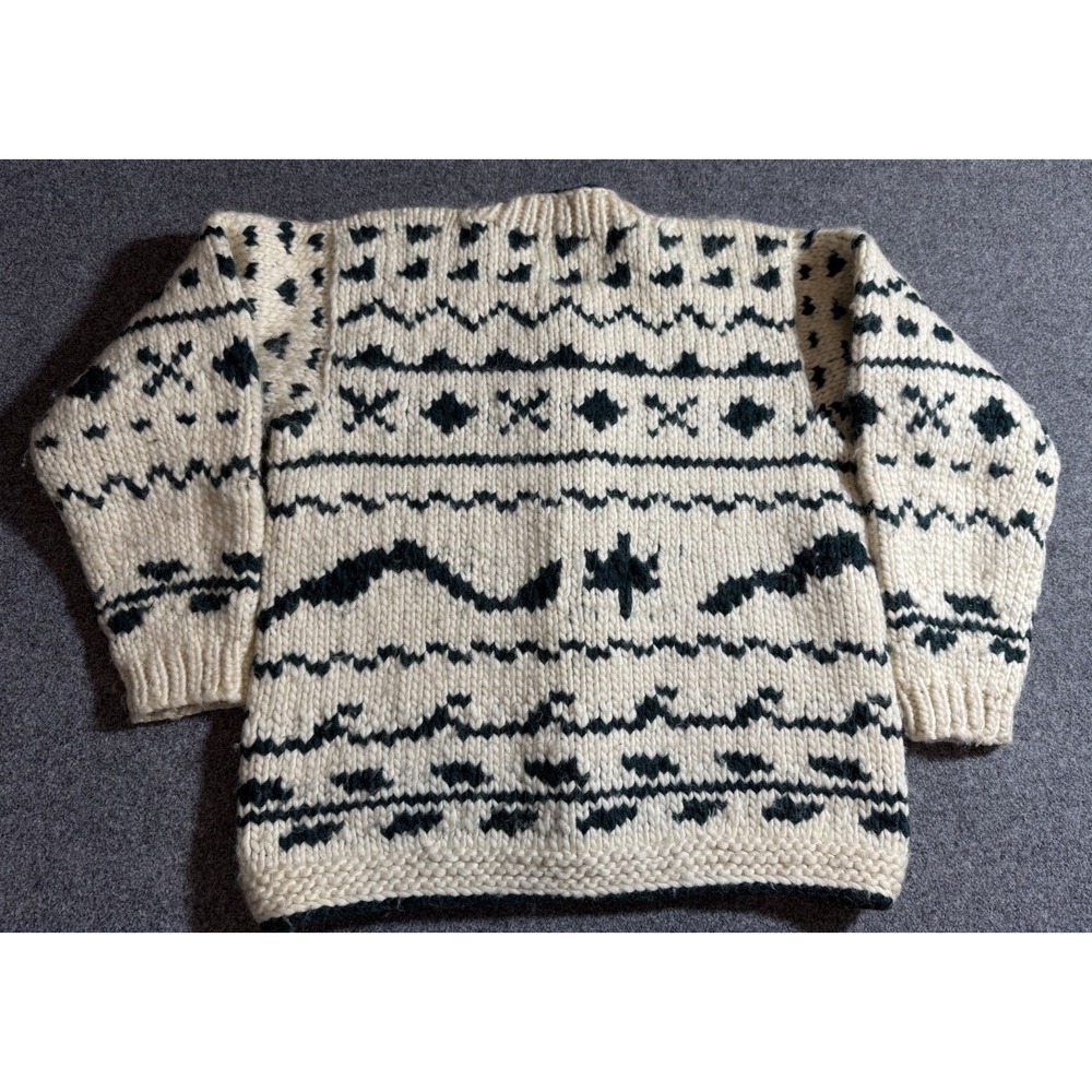 Vintage Fab Hand Knit Wool Canada Cowichan Cardigan Women's M/L - Picture 2 of 13
